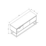 Mobile porta TV Suhail, Supporto per televisione da salotto, Credenza bassa da soggiorno, Base porta TV, Quercia e Nero, 140x40h50 cm