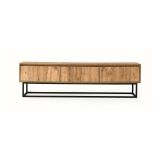 Mobile porta TV Suhail, Supporto per televisione da salotto, Credenza bassa da soggiorno, Base porta TV, Quercia e Nero, 180x40h50 cm