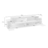 Mobile porta TV Teo, Credenza bassa da soggiorno, Base porta TV, 100% Made in Italy, cm 200x45h52, Bianco lucido