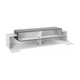 Mobile porta TV Teo, Credenza bassa da soggiorno, Base porta TV, 100% Made in Italy, cm 200x45h52, Bianco lucido e Ardesia