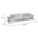 Mobile porta TV Teo, Credenza bassa da soggiorno, Base porta TV, 100% Made in Italy, cm 200x45h52, Bianco lucido e Cemento