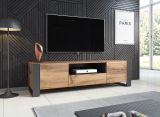 Mobile porta TV Trancoso, Madia da salotto con tre ante battenti e tre vani interni, Rialzato da terra, 151x42 h60 cm, Beige
