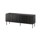 Mobile porta TV Trancoso, Madia da salotto con tre ante battenti e tre vani interni, Rialzato da terra, 151x42 h60 cm, Nero