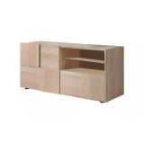 Mobile porta TV Trasimeno, Credenza da soggiorno, Armadio basso per TV, Base parete attrezzata, Made in Italy, 122x43 h57 cm, Rovere
