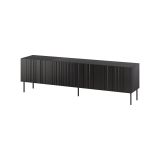 Mobile porta TV Trofa, Madia da salotto con quattro ante battenti e quattro vani interni, Rialzato da terra, 201x42 h60 cm, Nero