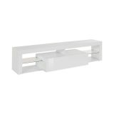 Mobile porta TV Ugo, Credenza bassa da soggiorno a 1 anta, Base porta TV, 160x40h35 cm, Bianco lucido