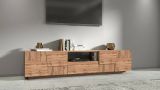 Mobile porta TV Vanni, Credenza bassa da soggiorno con 4 ante e 1 cassetto, Base porta TV, 220x44h46 cm, Rovere