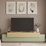 Mobile Porta tv Verde 3 Ripiani 4 Vani 200x45x51.5h cm, 3 Ante - Cassino