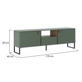 Mobile Porta tv Verde Marrone Rovere un Cassetto 2 Ante 179x40x60h cm, 3 Vani - Muravera