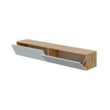 Mobile porta TV Vincennes, Porta TV a 2 ante, Mobile sospeso soggiorno, 180x35h28 cm, Rovere Nodi e Bianco lucido