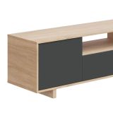 Mobile porta TV Visalia, Credenza per televisione da soggiorno, Supporto TV a 3 ante, Credenza bassa, 150x41h46 cm, Rovere