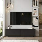 Mobile porta TV Zaur, Supporto per televisione da salotto, Credenza bassa da soggiorno, Base porta TV, 140x36h38 cm, Nero
