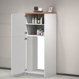 Mobile portafrigo 2 ante 60x165h cm bianco lucido e rovere - Mesarthim