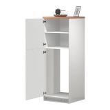 Mobile portafrigo 2 ante 60x165h cm bianco lucido e rovere - Mesarthim