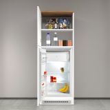 Mobile portafrigo 2 ante 60x165h cm bianco lucido e rovere - Mesarthim