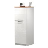 Mobile portafrigo 2 ante 60x165h cm bianco lucido e rovere - Mesarthim