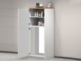 Mobile portafrigo 2 ante 60x165h cm bianco lucido e rovere - Mesarthim