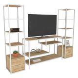 Mobile salotto 12 ripiani 198cm bianco e rovere - Felion