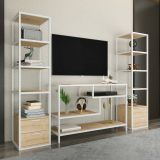 Mobile salotto 12 ripiani 198cm bianco e rovere - Felion