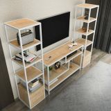 Mobile salotto 12 ripiani 198cm bianco e rovere - Felion