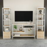 Mobile salotto 12 ripiani 198cm bianco e rovere - Felion