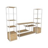Mobile salotto 12 ripiani 198cm bianco e rovere - Felion