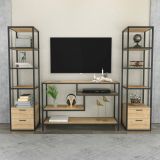 Mobile salotto 12 ripiani 198cm nero e quercia - Felion