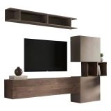 Mobile salotto 3 ripiani 215cm noce e grigio - Goni