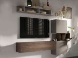 Mobile salotto 3 ripiani 215cm noce e grigio - Goni