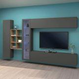 Mobile salotto 4 ante 280cm antracite e acero - Alessano