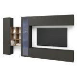 Mobile salotto 4 ante 280cm antracite e acero - Alessano