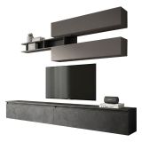 Mobile salotto 6 ripiani 276cm ardesia e grigio scuro - Gilma