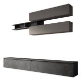 Mobile salotto 6 ripiani 276cm ardesia e grigio scuro - Gilma