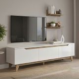 Mobile salotto in legno 180cm bianco e noce - Mukda