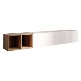 Mobile salotto in legno e metallo 194cm bianco lucido e rovere - Koguma