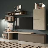 Mobile salotto in legno e metallo 260cm noce e grigio - Torreya