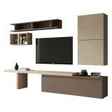 Mobile salotto in legno e metallo 260cm noce e grigio - Torreya