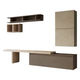 Mobile salotto in legno e metallo 260cm noce e grigio - Torreya