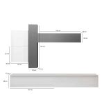 Mobile salotto in legno e metallo 276cm bianco lucido e ardesia - Anemolo