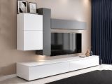 Mobile salotto in legno e metallo 276cm bianco lucido e ardesia - Anemolo