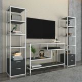 Mobile salotto moderno 198cm bianco e antracite - Felion
