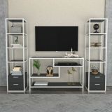 Mobile salotto moderno 198cm bianco e antracite - Felion