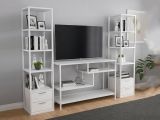 Mobile salotto moderno 198cm bianco e antracite - Felion