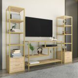Mobile salotto moderno 198cm oro e quercia - Felion