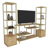 Mobile salotto moderno 198cm oro e quercia - Felion