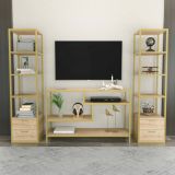Mobile salotto moderno 198cm oro e quercia - Felion