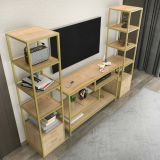 Mobile salotto moderno 198cm oro e quercia - Felion