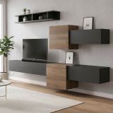 Mobile salotto moderno 262cm noce e antracite - Tony