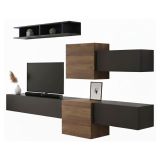 Mobile salotto moderno 262cm noce e antracite - Tony