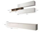 Mobile salotto moderno 276cm bianco lucido e rovere - Gilma